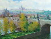 Stanislav Feikl View of Prague Castle over the Charles Bridge by Czech painter Stanislav Feikl France oil painting artist